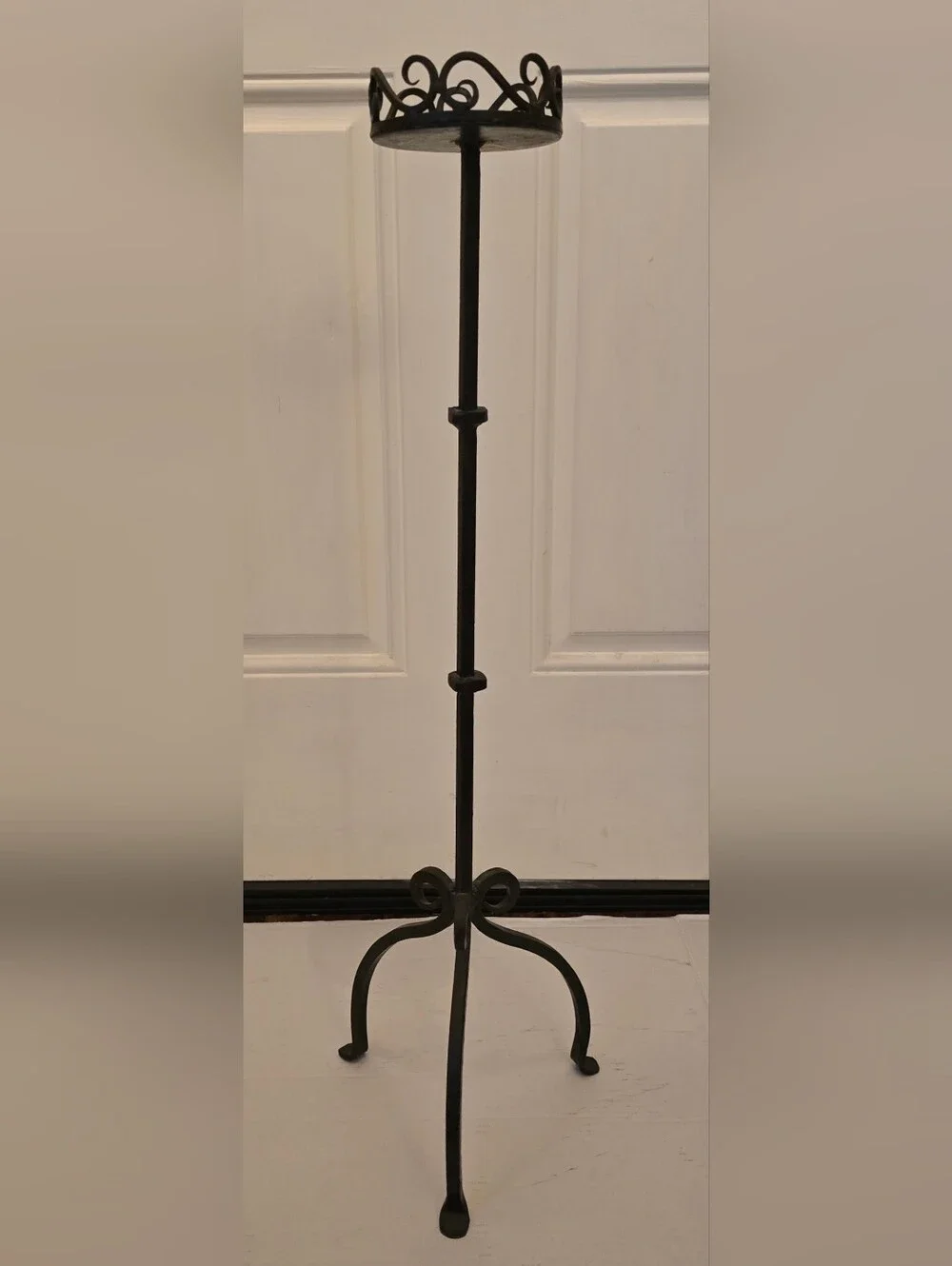 Candle Holder Pedestal Floor Pillar Vintage Metal 30 Inches Tall Cup Holder